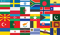 Mosaic of assorted world national flags