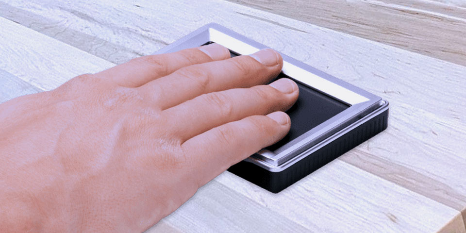 Fingers placed on mobile fingerprint scanner